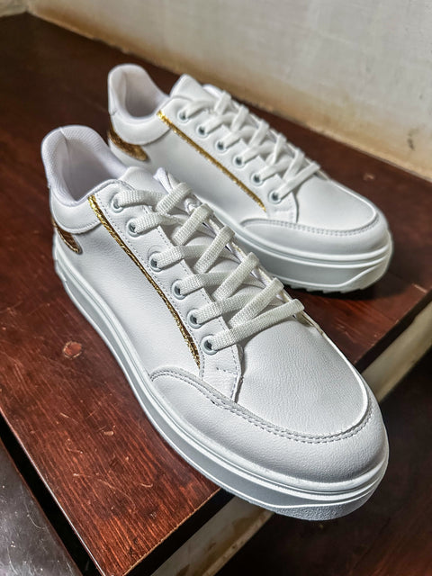 Louise White & Gold Sneakers