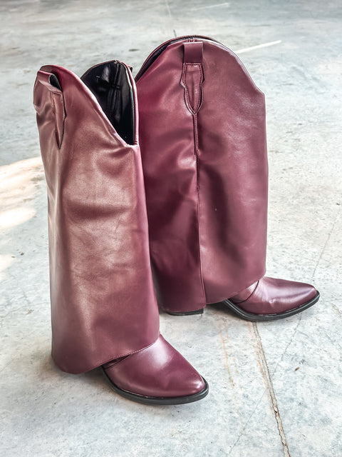 Long Hood Burgundy Boots