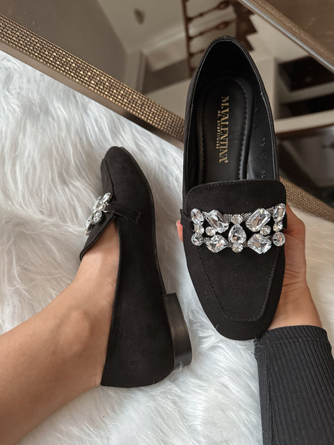 Ina Simple Diamonds Black Flats