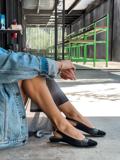 Classy Slingback Black Flats