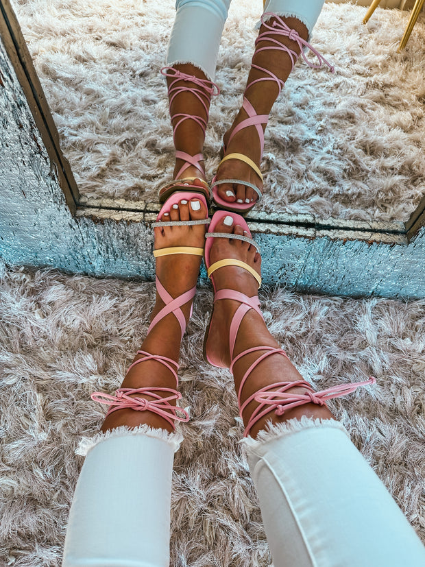 Gladiator Triple Line Pink Sandals