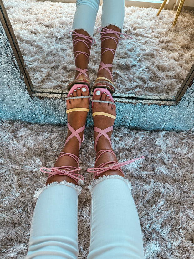 Gladiator Triple Line Pink Sandals